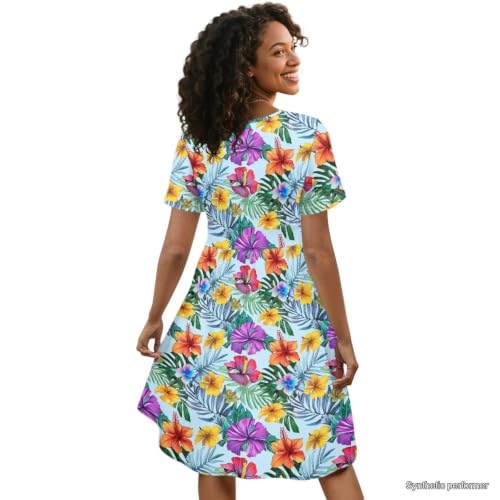 Image of Women's Summer Dresses Short Sleeve Formal Dresses with Pockets | Lightweight polyester fabric delivers cool airflow during hot summer outdoor activities