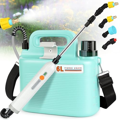 Electric Garden Sprayer 1.6 Gallon - Battery Powered Weed Sprayer Wtih 3 Nozzles Backpack Sprayer in Lawn and Garden Pump Sprayer for Gardening Watering & Spring Planting