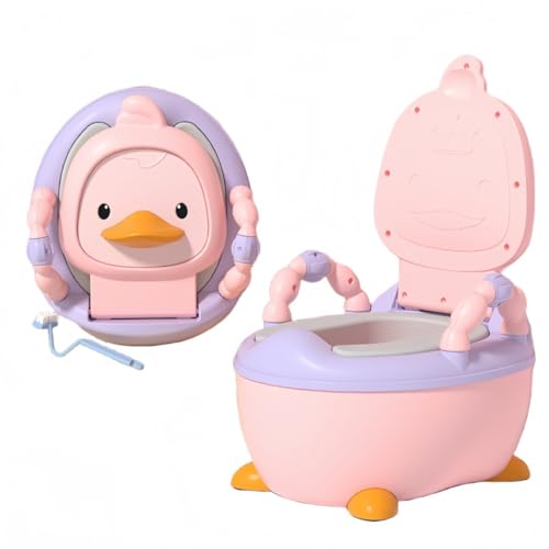 miluFoxベビートイレ 子供用トイレ 幼児用便器 ベビー トイレトレーニング キッズ用便座 可愛いアヒル 携帯トイレ 洗いやすい 取外し可能 トレーニング 補助便座 男の子 女の子 幼児 トイレ練習 幼稚園 保育園 家庭用 (ピンクです,高PUモデルを