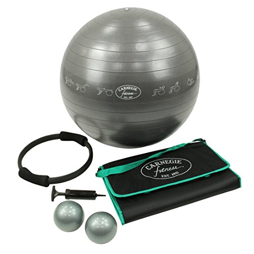 Carnegie Fitness Set Gymnastikball Pilates Ring Toning Ball Gewichtsbälle Yoga-Matte Pumpe – Komplett-Set für das tägliche Workout Fitness Training