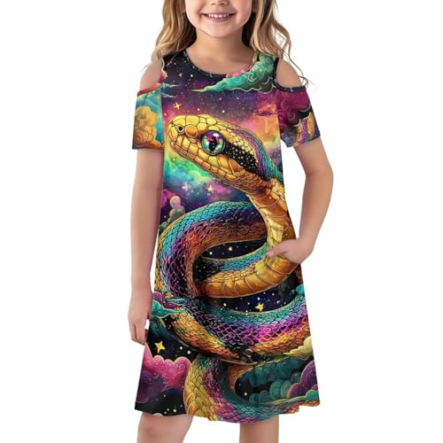 Summer Dresses for Girls 3T-14Y Cold Shoulder Midi Flowy Dress Party Outfits