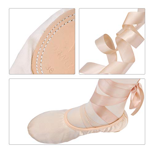 Ijonda Dansoft Ballet Shoes For Girls And Women Pink Satin Ballet Practice Slippers With Ribbons And Elastics #TOP5
