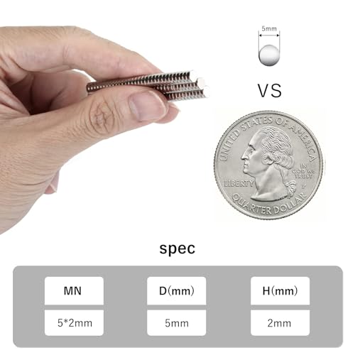Image of RHINOCATS 100Pcs Small Magnets，5x2mm Mini Round Magnets for Miniatures, DIY, Office, Hobbies, Crafts and Science