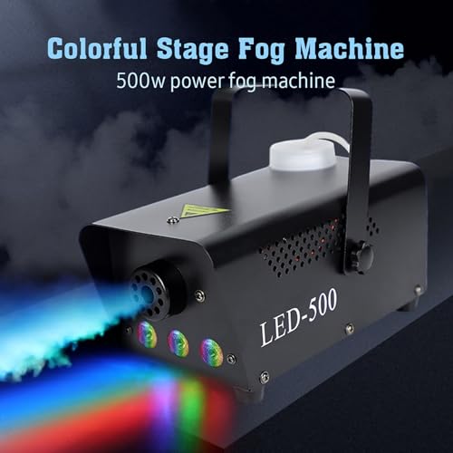 Máquina de humo con luces LED, control remoto inalámbrico y cableado, efecto de humo colorido para escenarios, bares, fiestas y salas privadas, 500 W (negro) miniatura 5