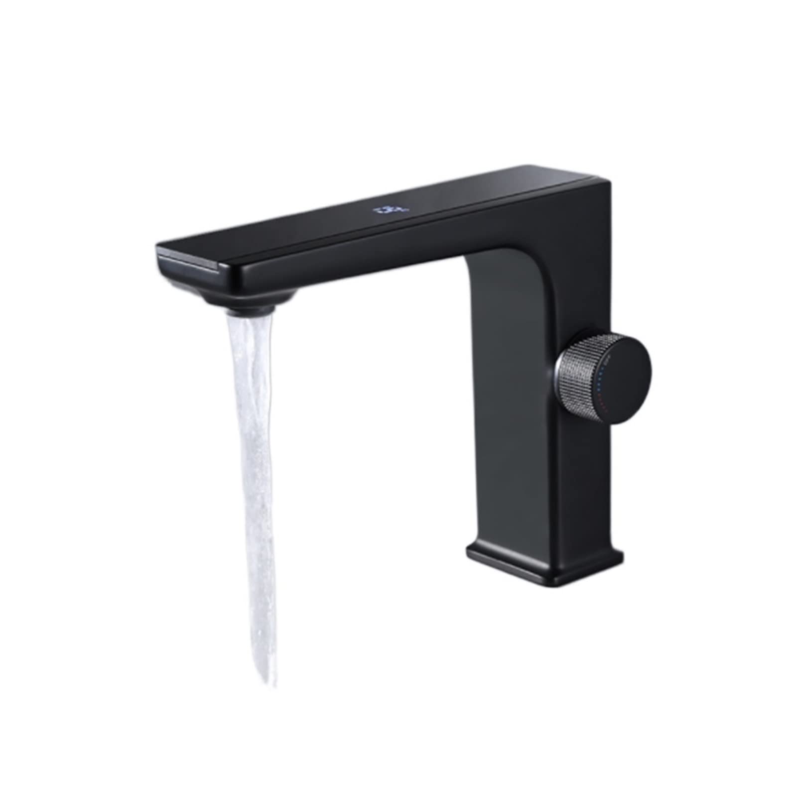 Flexible Swivel Tap, Intelligent Digital Display LED Basin Faucet Hot and Cold Water Mixer Sink Tap Bathroom Brass Gun Gray Washbasin Vanity(Nero)