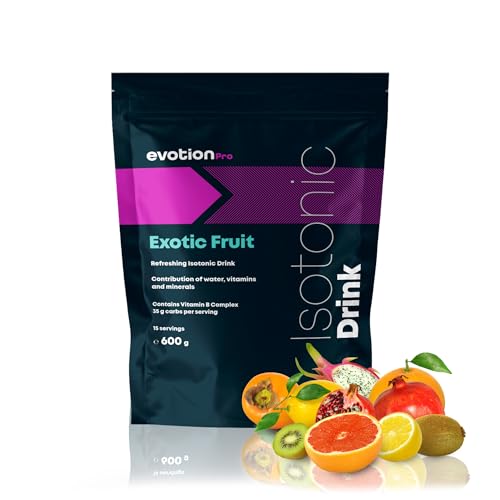 EVOTION PRO - Isotónico en Polvo 600 g - Electrolitos y Sales Minerales - Bebida Isotónica para Hidratación y Energía - Sabor Frutas Exóticas (15 porciones)