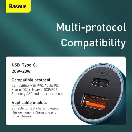 Kit Carregador Veicular Baseus 40w Usb-c Turbo+cabo iPhone