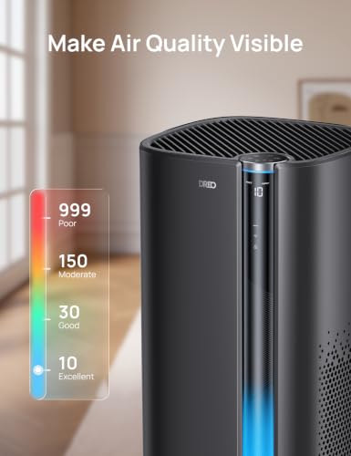 Image of DREO Smart Air Purifier for Home, Washable Pre-Filter, Large Rooms Air Cleaner with Wi-Fi /Voice /Alexa,Smoke,Dust,Pollen,Odor,PM2.5 Monitor, 4 Speeds & Auto /Turbo /HEPA Sleep Mode, DR-HAP003AS Black