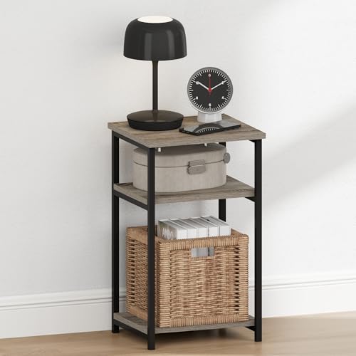 Furinno JUST 3-Tier Metal Frame Night Stand, Nightstand, French Oak - image 2