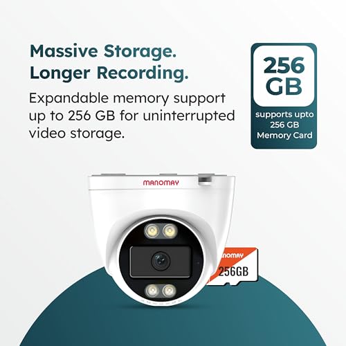 Image of MANOMAY 3MP WiFi CCTV Dome Camera | BIS-ER (STQC Certified) | Full Color Night Vision | Human Detection | 2-Way Audio | 10X Zoom | Memory Card up to 256GB & Cloud | Alexa Support