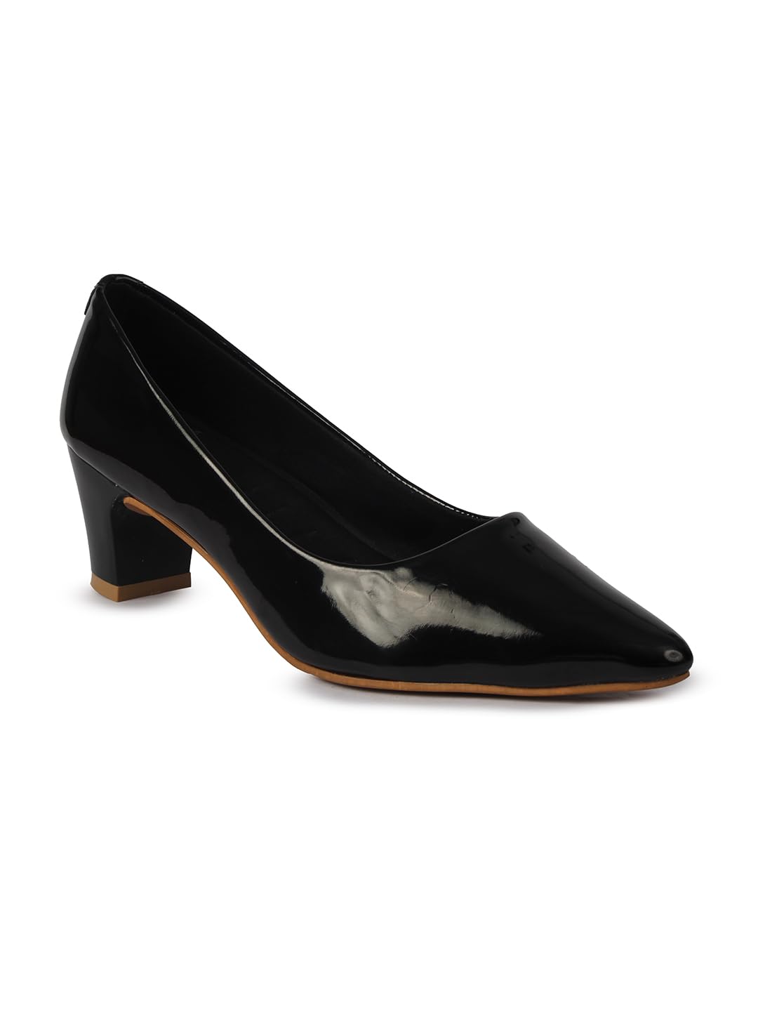 Women Pointed-Toe Patent Block Heel Slip-On Pump-image-39