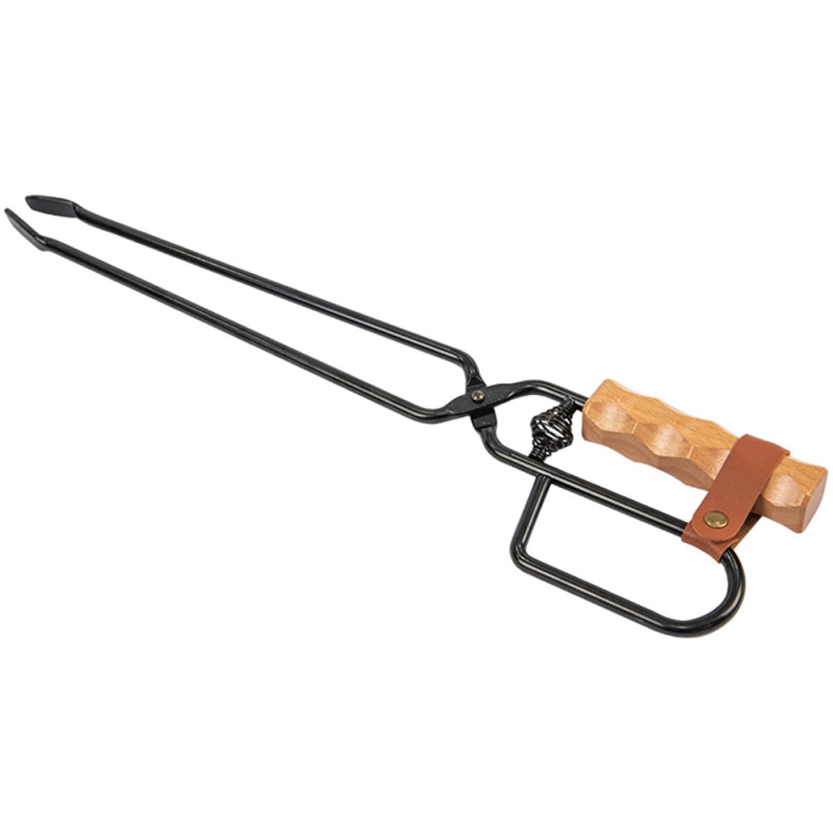 Pinzas de carbón para exteriores para barbacoa y fogata, acero resistente al calor con mango de madera antiquemaduras, accesorio portátil para acampar y asar