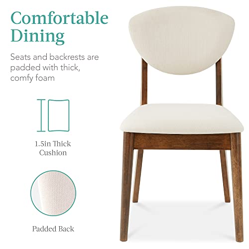 Best Choice Products 5-Piece Dining Set, Compact Mid-Century Modern Table & Chair Set For Home, Apartment W/ 4 Chairs, Padded Seats & Backrests, Wooden Frame - Brown/White #TOP2