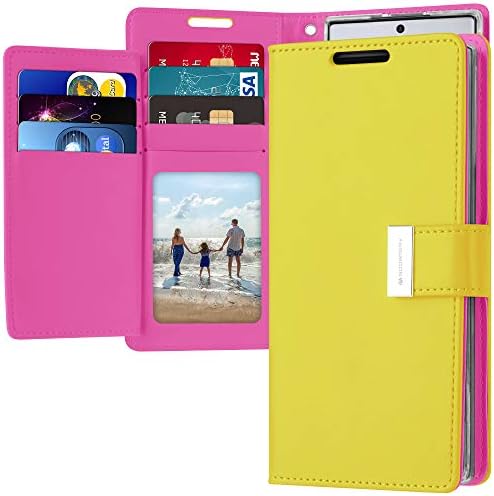 GOOSPERY Rich Wallet for Samsung Galaxy Note 10 Plus Case (2019) Extra Card Slots Leather Flip Cover (Yellow)