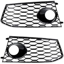 2X Front Lower Grille Honeycomb Mesh Foglight Grill Compatible with 2014-2018 Audi RS7 with Fog Light Hole OE 4G8807681G, 4G8807682G