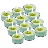 MISSYO 12 Pack Vanilla Tealights Bulk, Green Scented Tea Light Candles for Home Decor and Table Cent