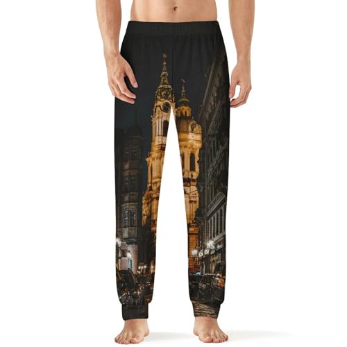 Prague Night City Men's Pajama Bottoms Sleep Lounge Soft Comfy Pants Sleepwear