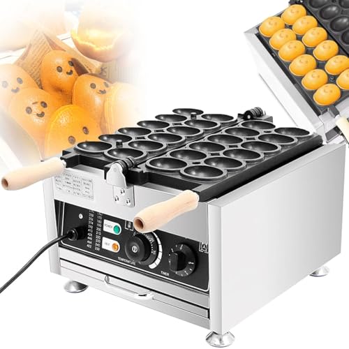 Gaufrier à Bulles éLectrique Commercial, Machine à GâTeau Aux œUfs à Gaufres à Double Chauffage, Machine à Brochettes Forme Boule Gaufre AntiadhéSive de 1500 W, pour Collation Cuisine Domicile