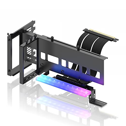 Staffa di nuova concezione per mettere in mostra la GPU in verticale. Supporta la maggior parte delle schede grafiche a 1, 2 e 3 slot. Progettato per la maggior parte delle torri full/mid ATX con almeno 7 slot PCI disponibili.