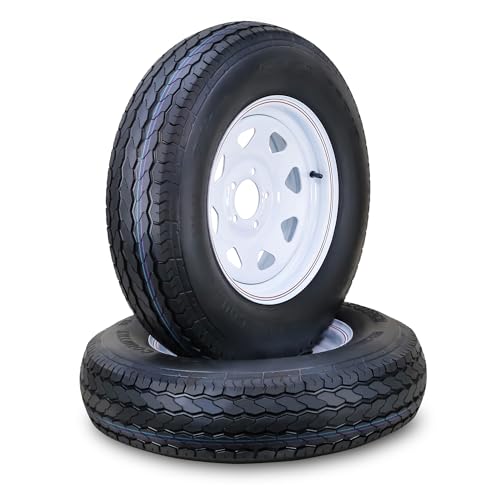 Free Country Trailer Tire Wheel Assembly ST175/80D13 6-Ply C 91L 5 Lug on 4.5" PCD White Spoke Wheel, SET 2