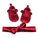 Produktbild Weihnachtsschuhe 0-18M Mädchen Schuhe Samt Rote Prinzessin Weihnachten Kinderschuhe Bowknot Kinderschuhe Weihnachtsschuhe Damen (Color : Red, Size : 0-6 Months)