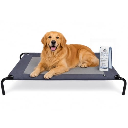 Image of Extra Large(XL) Elevated Cooling Dog Cot Bed with High-Strength Powder Coated Steel Frame, Breathable Mesh, Rust-Proof, Easy to Clean, Indoor /Outdoor Use- 51 X 30 X 8 Inches, Grey
