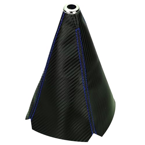 Car Shift Knob Dust Cover, Leather Manual/Automatic Gear Shift Cover, Universal Shift Knob Boot Dust Cover, Car Interior Decorative Accessories for Most Car Truck SUV(Carbon pattern blue line)