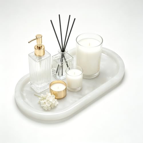 Natural Marble Decorative Tray-Bathroom Counter Decor Vanity Perfume Tray