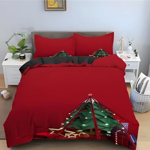 Housse de couette en microfibre douce rouge avec zip anti-glisse