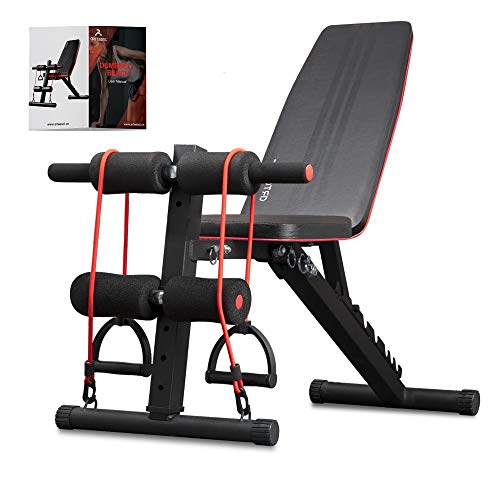 arteesol Weight Bench – Adjustable Weight Bench Workout Bench Exercise Bench with Elastic Strings for Full Body Training (Swordsman)