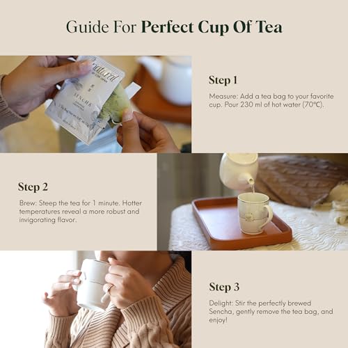 Image of ILEM JAPAN Sencha Green Tea Bags, Organic Japanese, Loose Leaf, Green Tea, First Harvest, Smooth Taste Tea Bags