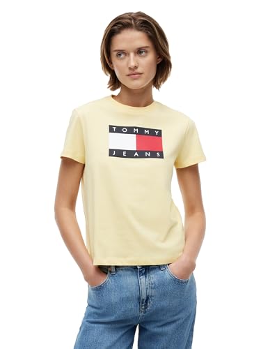 Image of Tommy Jeans Women's Graphic Tee with Printed Flag Logo Detail