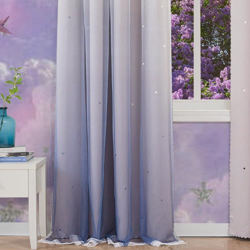 Image of Yancorp Curtains for Girls Bedroom Kids Room Rainbow Curtains Nursery Curtain 96 inches Length Grommet Rainbow Color Decor for Playroom (Ombre Grey, W52 X L96)