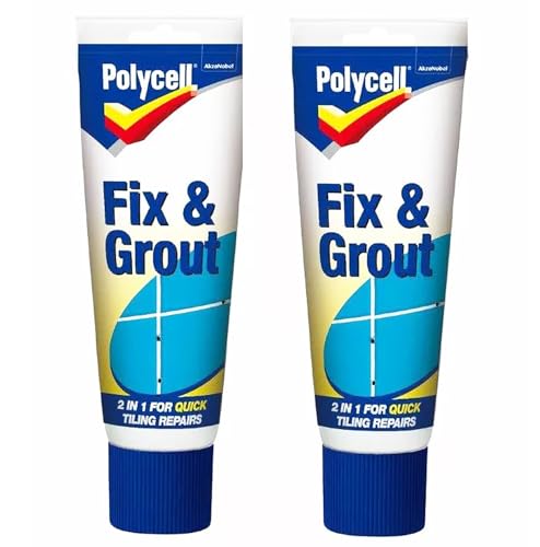 Polycell Tile Fix & Grout White 330g Tube – Pack of 2 | Ready Mixed Adhesive & Grout for Wall Tiles | Mould Resistant, Easy to Apply & Clean