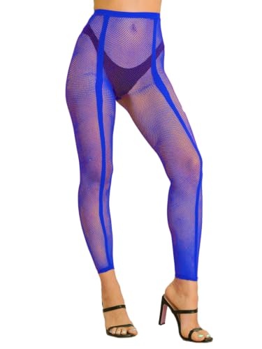 Image of VINICUNCA Women's Footless Fishnet Stockings Sparkle Rhinestone High Waist Tights Pantyhose
