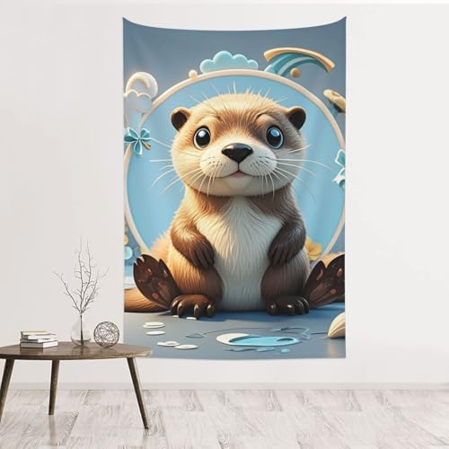 Tapisserie murale loutre décoration sans dommage de mur