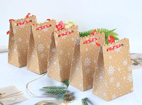 Gift Bag (24 Pack) Reusable Craft Paper Boxes for Presents Candies Cookies Gift, Wrapping Bags