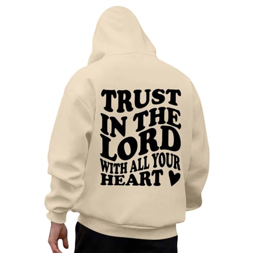 RUMAOZIA Jesus Loves You Sweat à capuche surdimensionné pour homme - Loisirs - Sport - Manches longues - Pull à capuche - Streetwear - Décontracté - Y2K - Chaud - Doux, beige, XXL