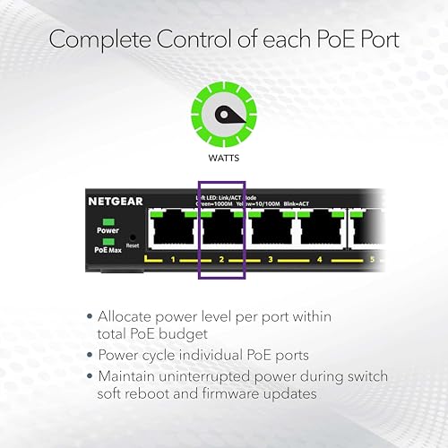 image for NETGEAR 5 Port PoE Gigabit Ethernet Easy Smart Managed Essentials Swit