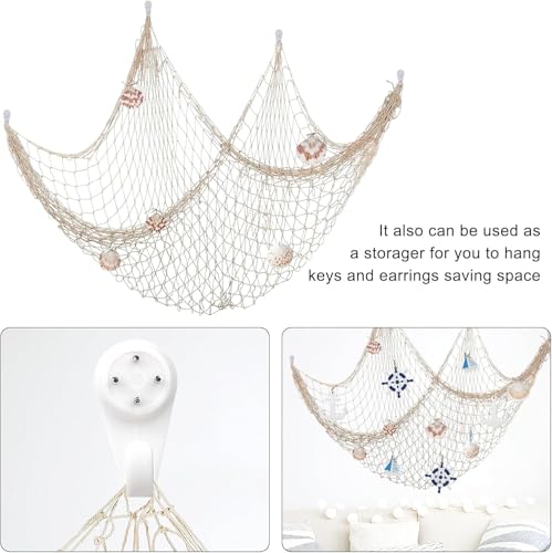 YSDMY Nautical Decorative Fishing Net 1.5M*2M for Home Bedroom and Mediterranean Party with Sea Shells and Ornaments - Image 4
