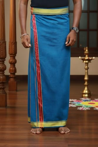Image of Men's Pure Cotton Dhoti & Vesti | Mundu | Lungi | Premium Traditional Dhoti| Soft Handloom Fabric | Comfortable & Daily Use Outfit