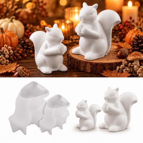 EPODA 2 Stück Eichhörnchen Harz Formen Set - 3D Tier Silikonformen für Epoxidharz - Realistische Gießformen für Deko & Bastelarbeiten - Homeoffice & Wanddekoration