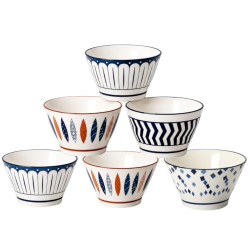 Image of Ceamic Bowl Set of 6, Microwave Safe Dinner Bowls, BPA & Lead-Free Stoneware Serving Bowls, Chip Resistant Floral Bowls for Snacks, Rice, Fruits & Salad, Elegant Kitchenware for Dining Gifting