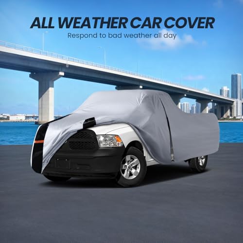 Image of Multi-Layer Dodge Ram 1500 Truck Cover, Custom fit Ram 1500 2009-2026 Crew Cab Short Bed(5.75') Car Cover Waterproof All Weather, Full Exterior Cover Rain Wind Dust and UV Protection with Door Zipper