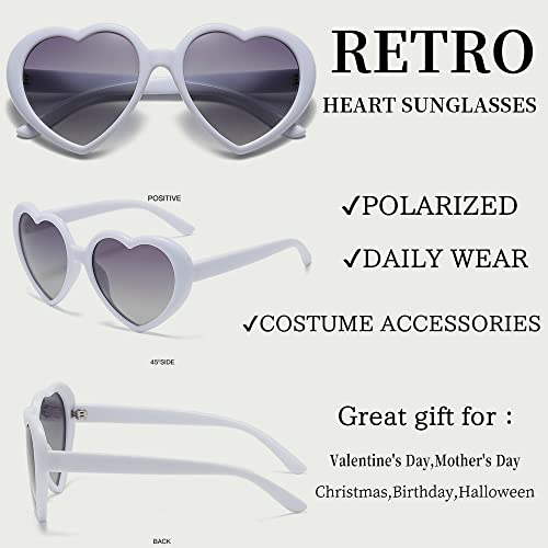 Image of Polarized Heart Shaped Sunglasses for Women Girls Retro Oversized Sun Glasses Red Heart Glasses Cute Eyewear