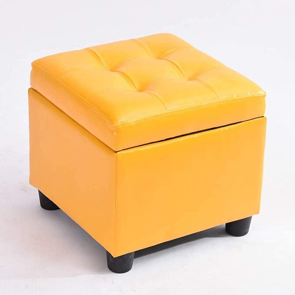 Pouf repose-pieds en cuir ciré à l'huile coffre de rangement