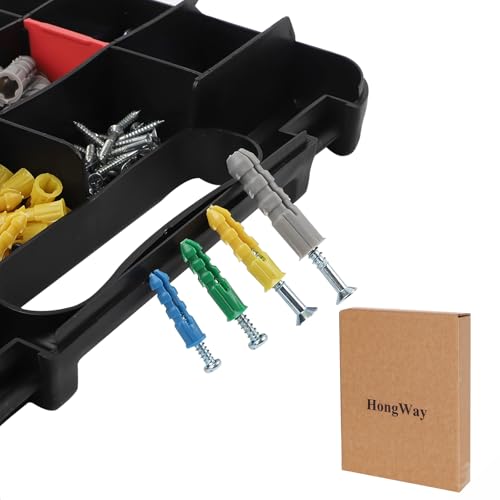 HongWay 370pcs Drywall Anchors and Screws Assortment Kit, 5 Sizes Wall Anchors and Flat Head Screws, Picture Hanging Set for Wall Art New Home Decor