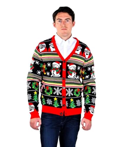 SoCal Look Ugly Christmas Sweater Cardigan for Men Funny Holiday Pullover, Festive Xmas Jumper, Best Gift, Fun Winter Sweater