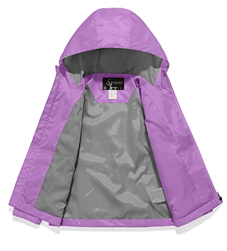Image of Boys Girls Rain Jackets Lightweight Waterproof Hooded Raincoat Lined Windbreakers for Kids