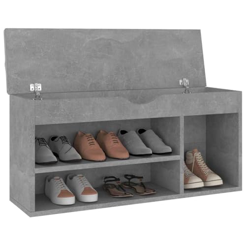 Coussin amovible et étagères modulables pour ce banc à chaussures gris